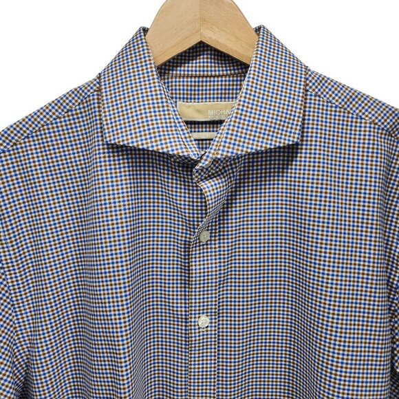Michael Michael Kors Micro Check Button Front Shirt Men's Size‎ 17 32/33 - Picture 3 of 9